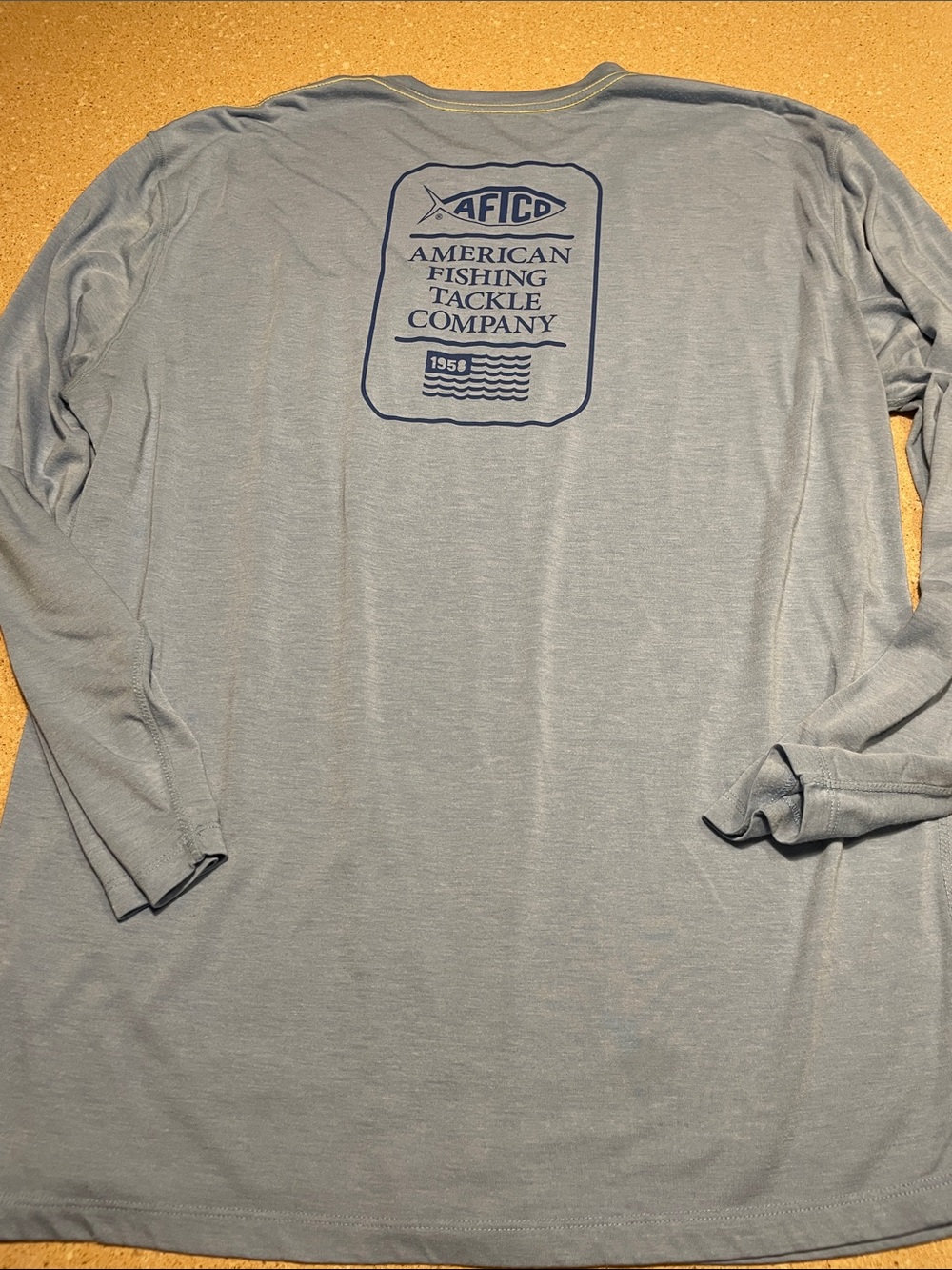 AFTCO Light Blue Long Sleeve Performance Tee with Back Logo